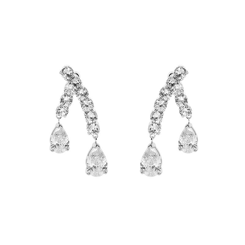 Teardrop Bridal Wedding Earrings for Women Crystal Cubic Zirconia Drop Dangle Earrings